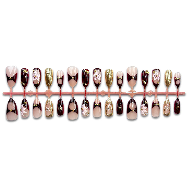 Elegant Floral-Themed Press-On Nail Set