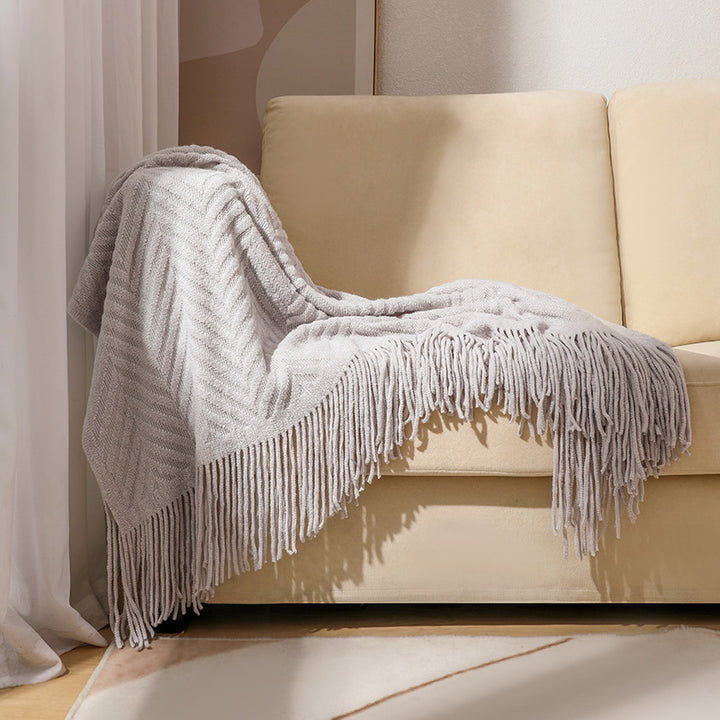 Cozy Knit Fringe Blanket Bowlift