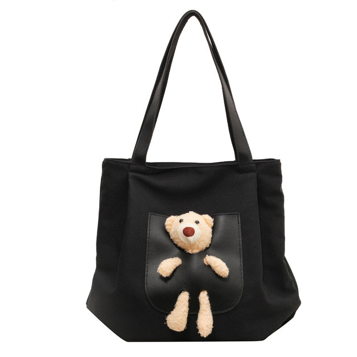 Cute Plush Bear Pocket Tote Bowlift