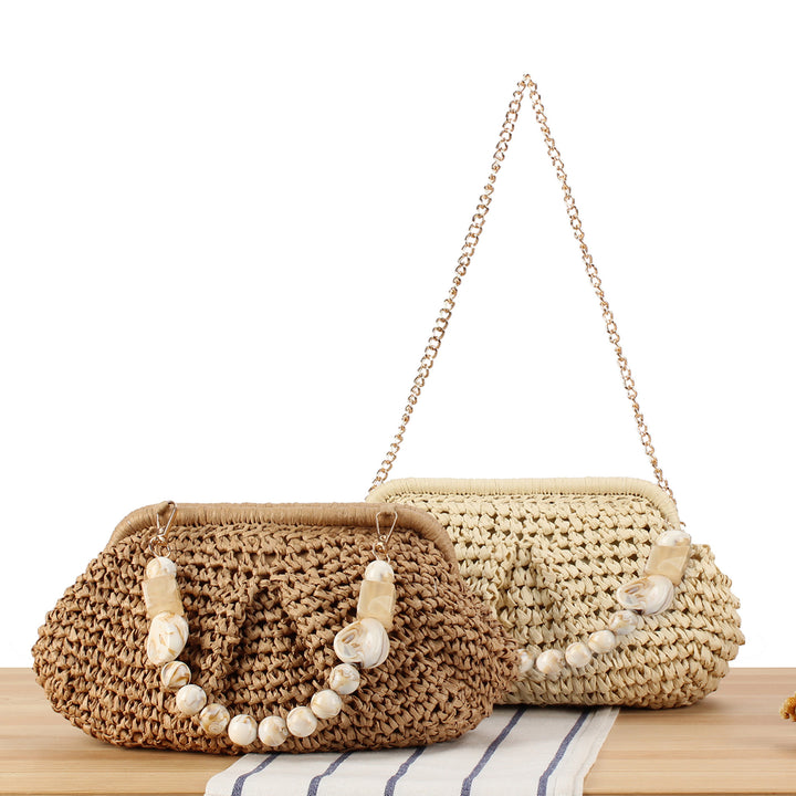 Braided Clutch with Pearl Accent Bowlift