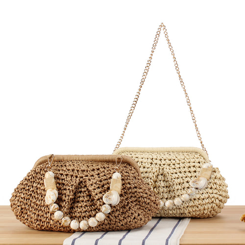 Braided Clutch with Pearl Accent Bowlift