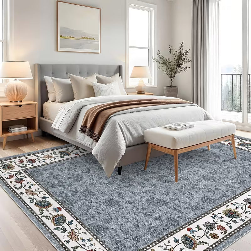 Vintage Floral Pattern Area Rug Bowlift