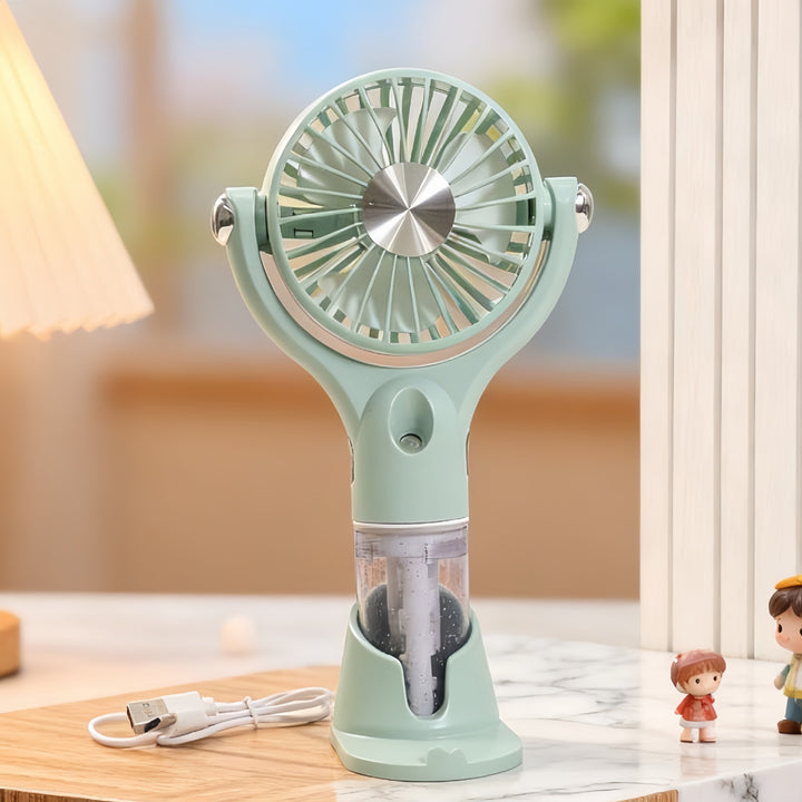 Ladies Portable Hand Fan with Water Mist Bowlift