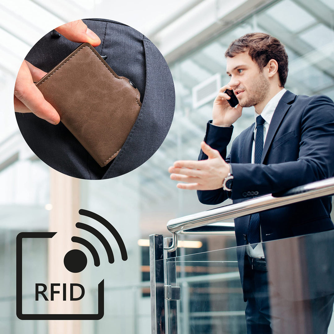 RFID-Blocking Multi-Functional Leather Wallet Bowlift