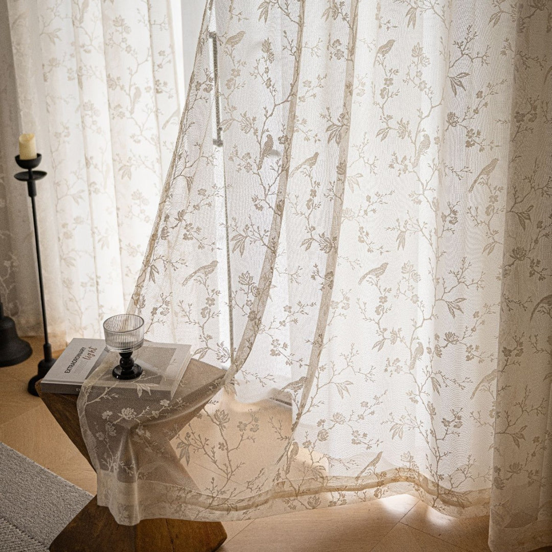 WoLace Embroidered Sheer Curtain Bowlift