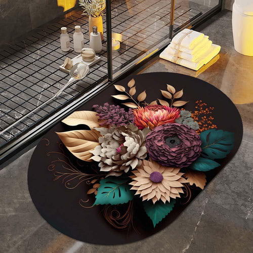 Floral Art Bath Rug Bowlift