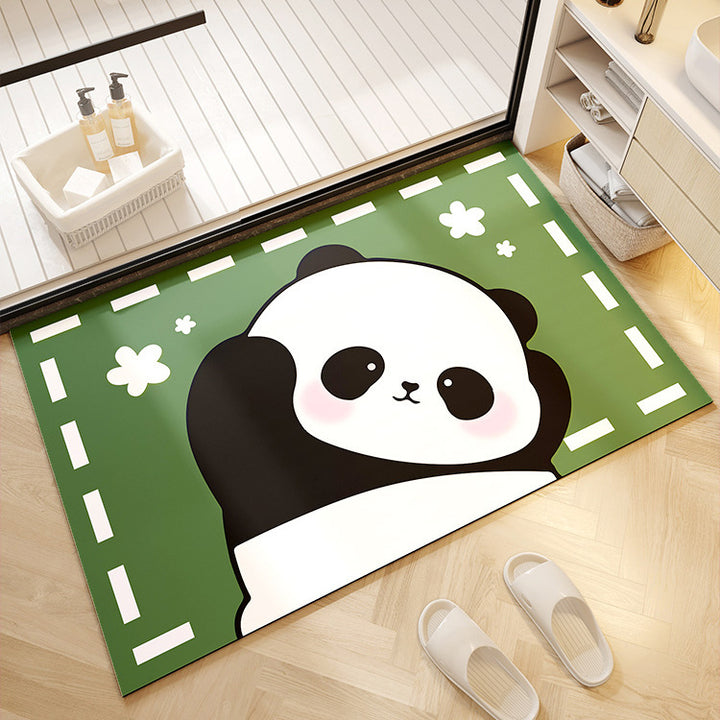 Decorative Panda Print Bath Mat Bowlift