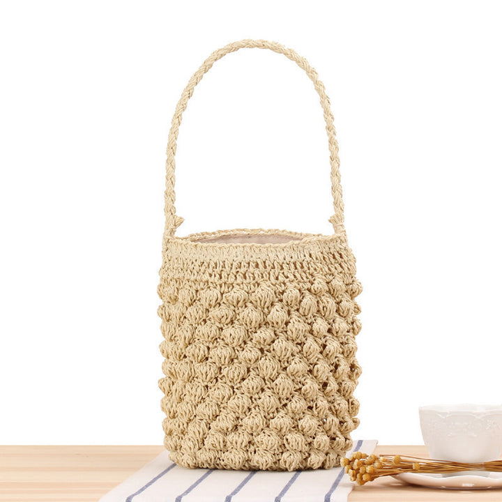 Hand-knotted bucket bag with textured surface Bowlift