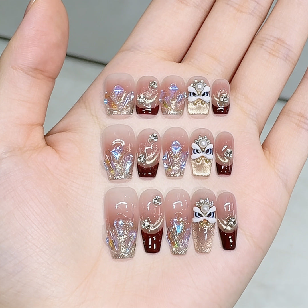 Glamorous Customizable Press-On Nail Art Bowlift