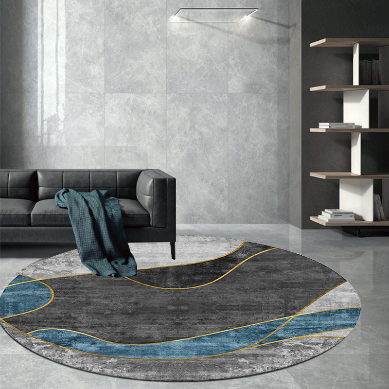 Geometric Patterned Round Area Rug Bowlift