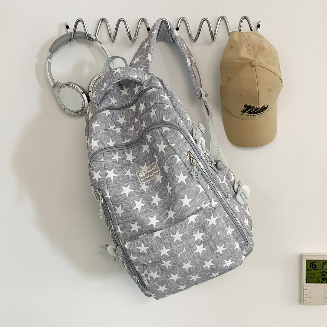 Trendy Star-Print School Backpack Bowlift