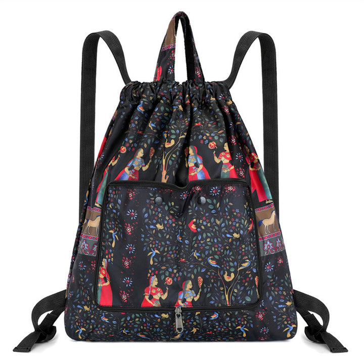 Lightweight Floral Drawstring Backpack Bowlift