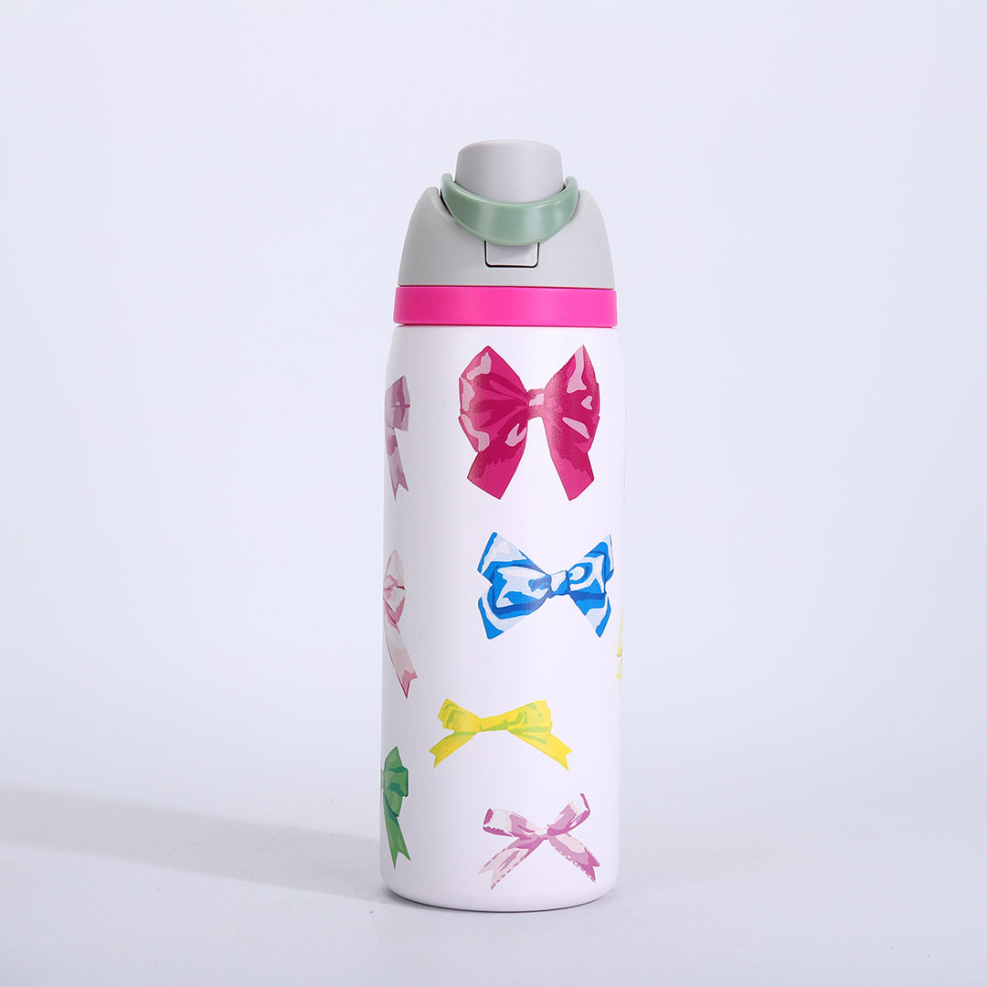 Vacuum-Insulated Stainless Steel Bottle With One-Touch Flip Lid And Integrated Carry Loop