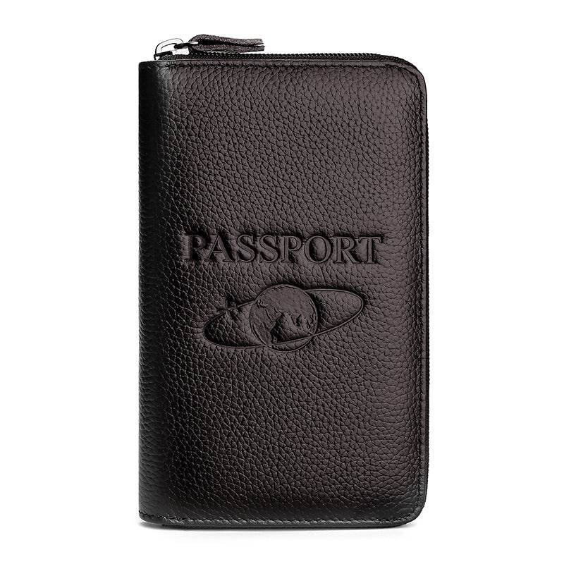 Elegant Zippered Leather Passport Holder
