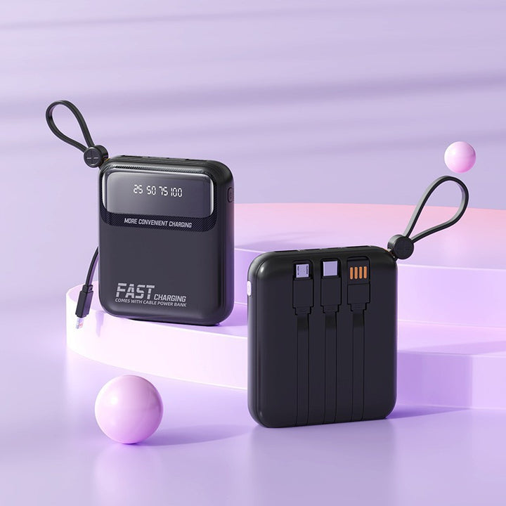 Portable power bank with integrated cables and multifunctional charging port Bowlift