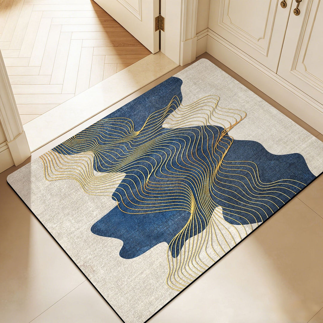 Modern Abstract Leaf Design Area Rug Bowlift