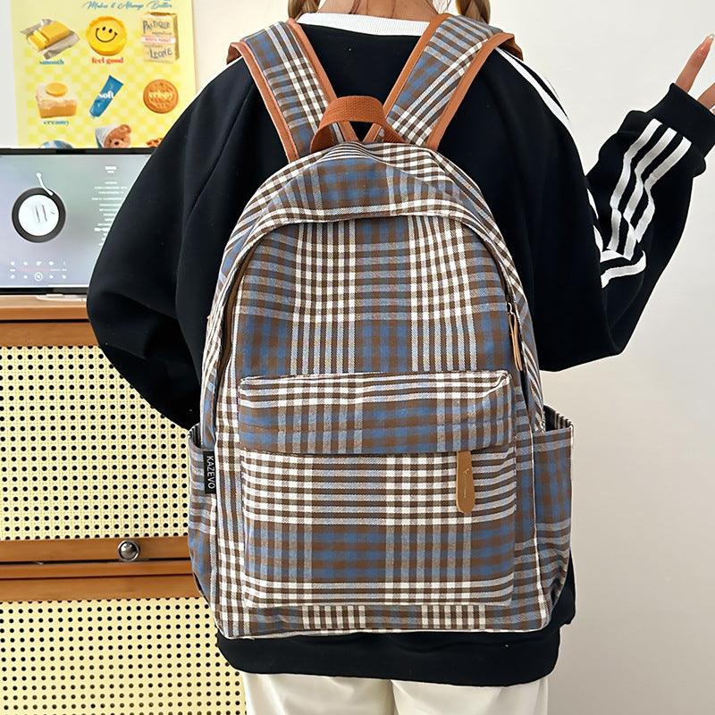 Plaid Patterned Backpack Bowlift