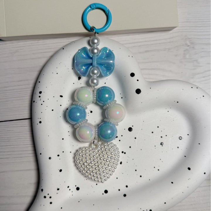 Decorative Bow and Bead Charm Keychain Bowlift
