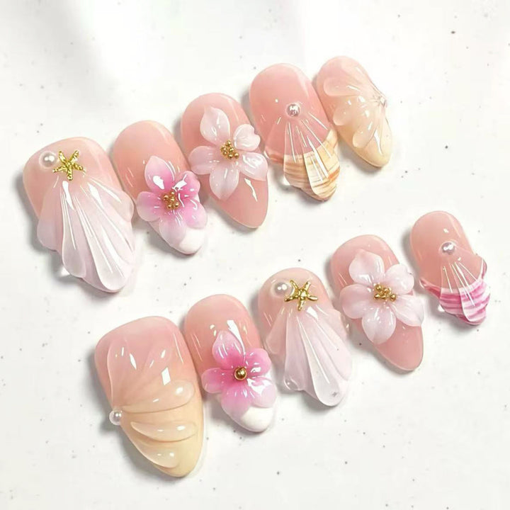 Floral Artwork Press-On Nail Set