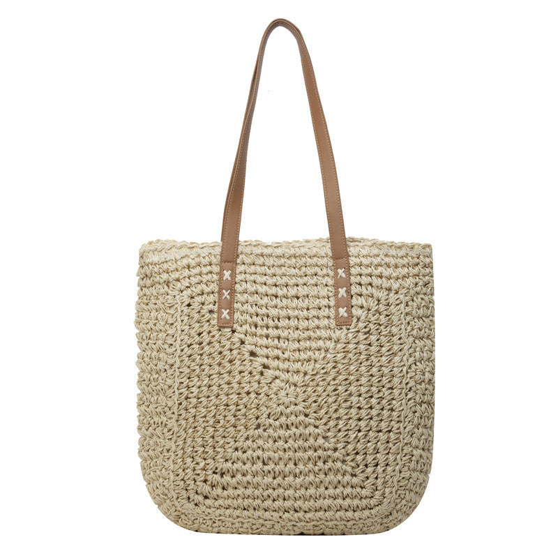 Elegant Bast Tote Bag with Leather Accents Bowlift