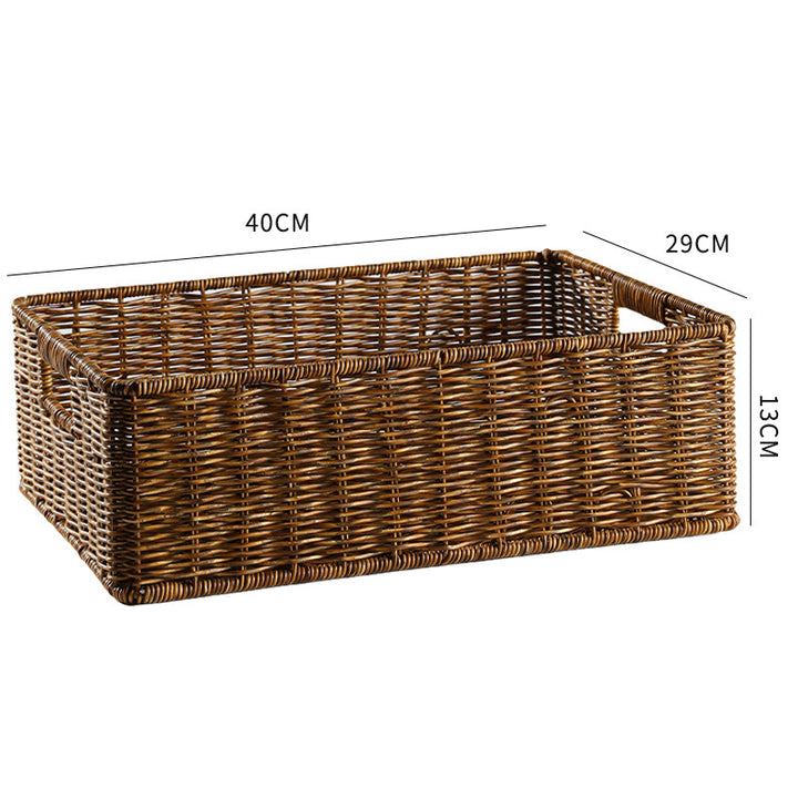 Handcrafted Large Rectangular Wicker Storage Basket Bowlift
