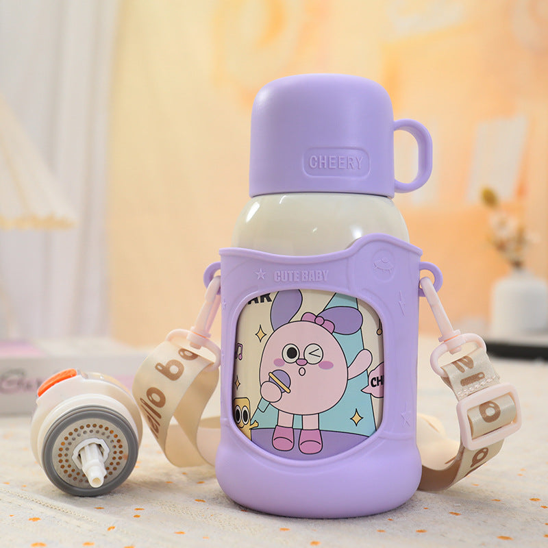 Women's funny insulated bottle with integrated carrying strap Bowlift