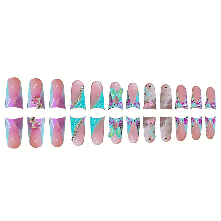 Artistic 3D Floral Press-On Nail Art Bowlift