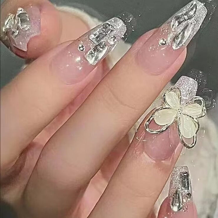 Artificial Nails Set with Elegant Butterfly Decoration Bowlift