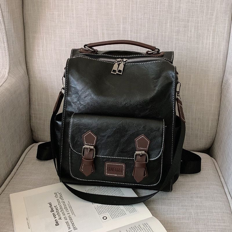Multi-Functional Leather Backpack Bowlift