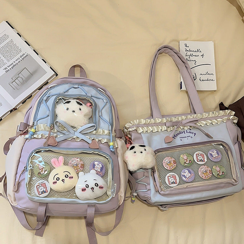 Fashionable leisure backpack with creative details and versatile compartments Bowlift