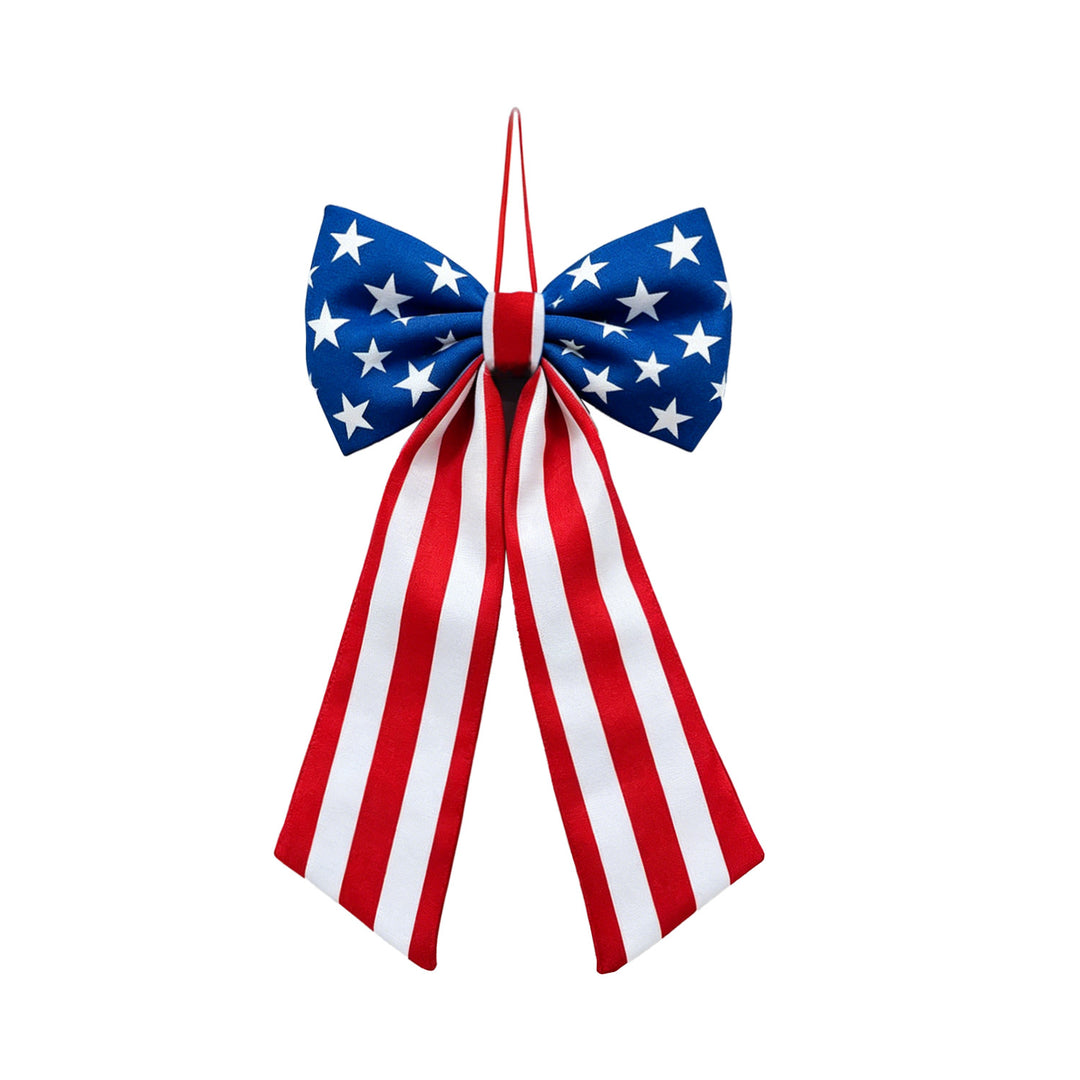 Unisex satin decorative bow pendant with long ribbon and hanging loop Bowlift
