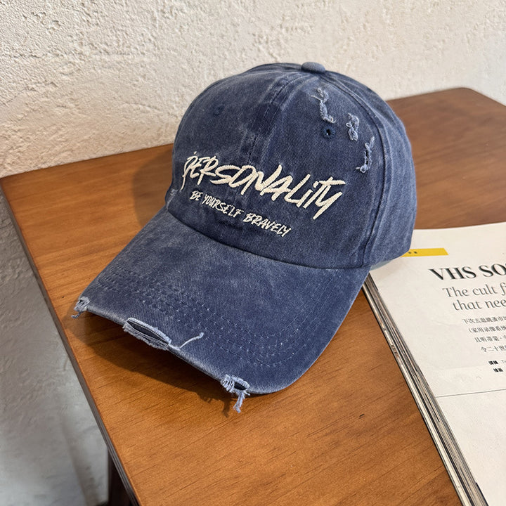Women's Distressed Denim Adjustable Cap Bowlift