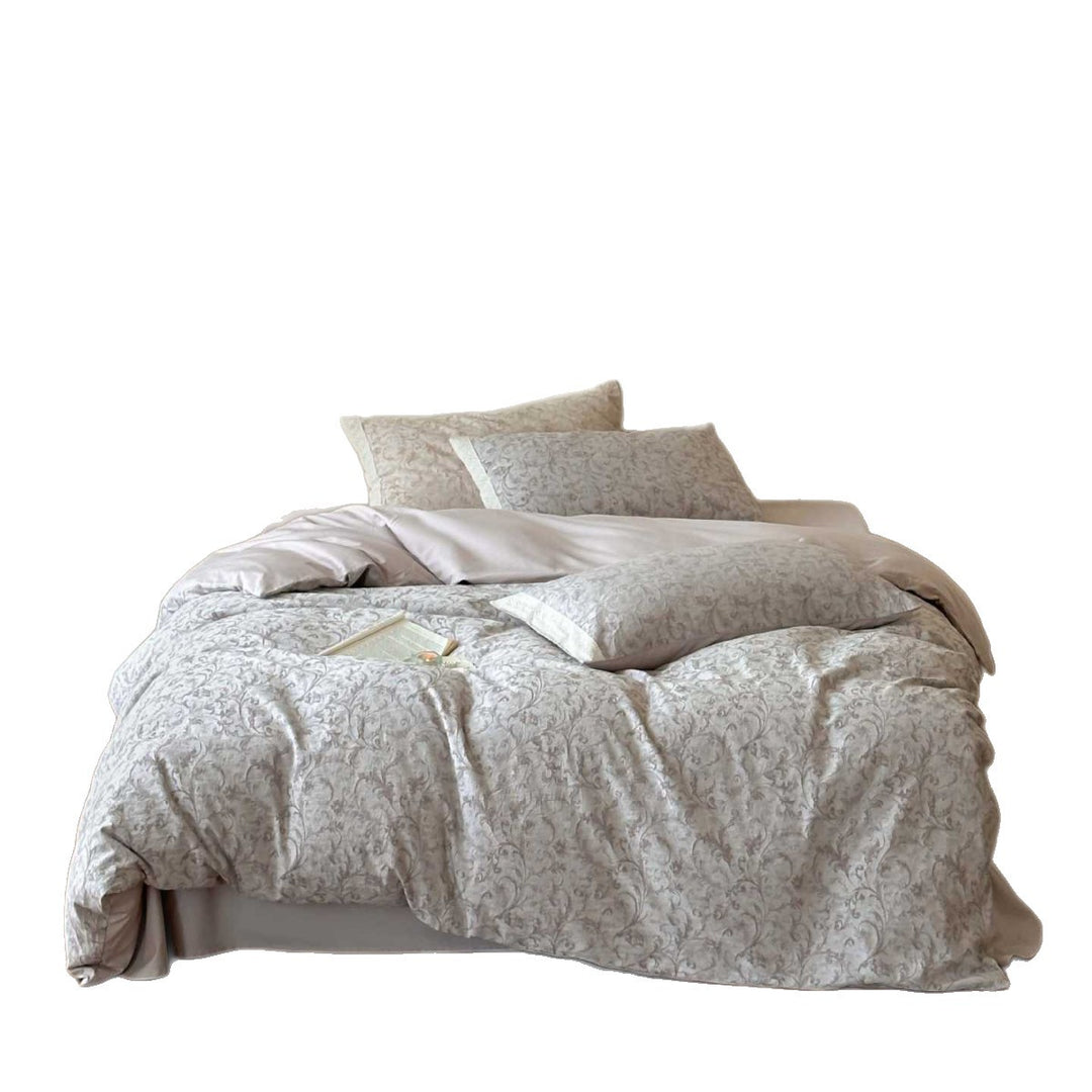 High-quality cotton percale bedding set with fine damask pattern and soft surface