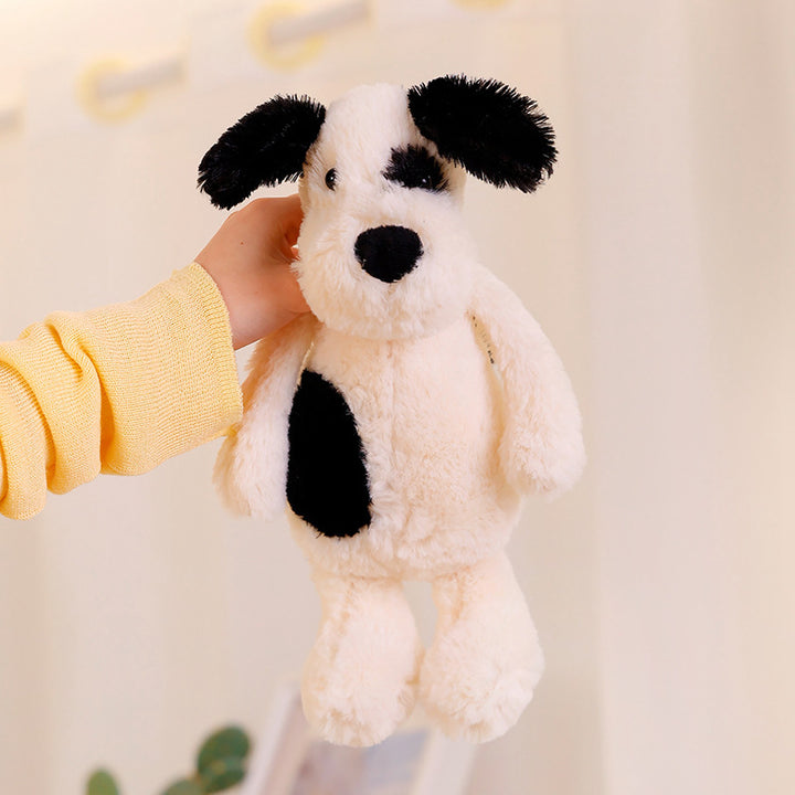 Plush Spot-Pattern Hanging Dog Comforter Toy with Soft Huggable Body Bowlift
