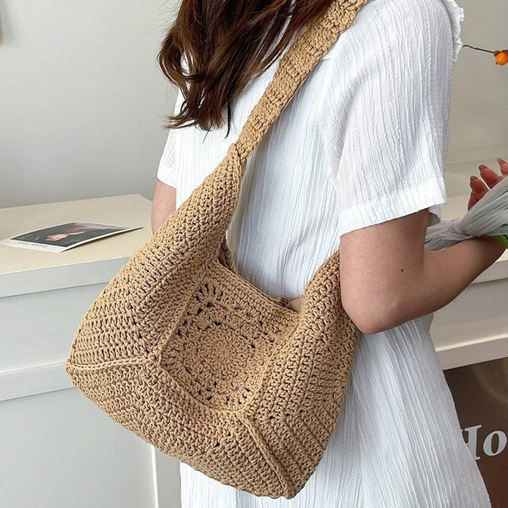 Macrame Shoulder Bag with Decorative Crochet Pattern Bowlift