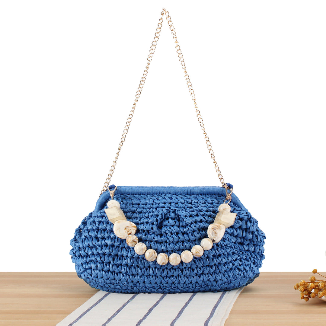 Braided Clutch with Pearl Accent Bowlift