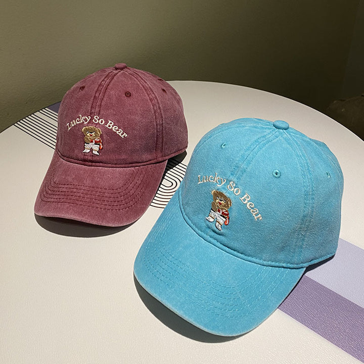 Unisex Casual Embroidered Bear Cap Bowlift