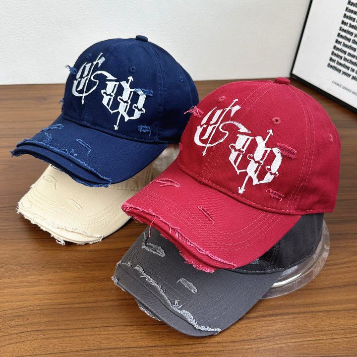 Men's Distressed Graphic Embroidered Cap Bowlift