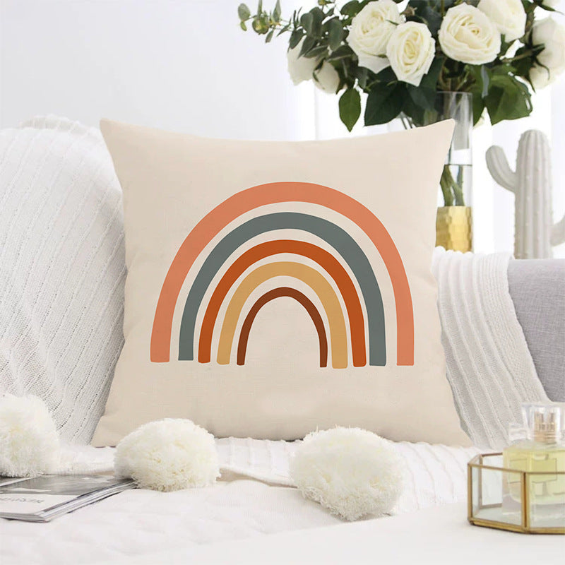 Decorative square pillow cover with abstract line drawing and cotton-linen mix Bowlift