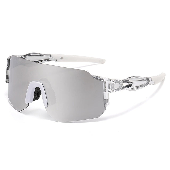 Unisex nan Wraparound sports sunglasses with mirrored one-piece visor and flexible plastic temple Bowlift