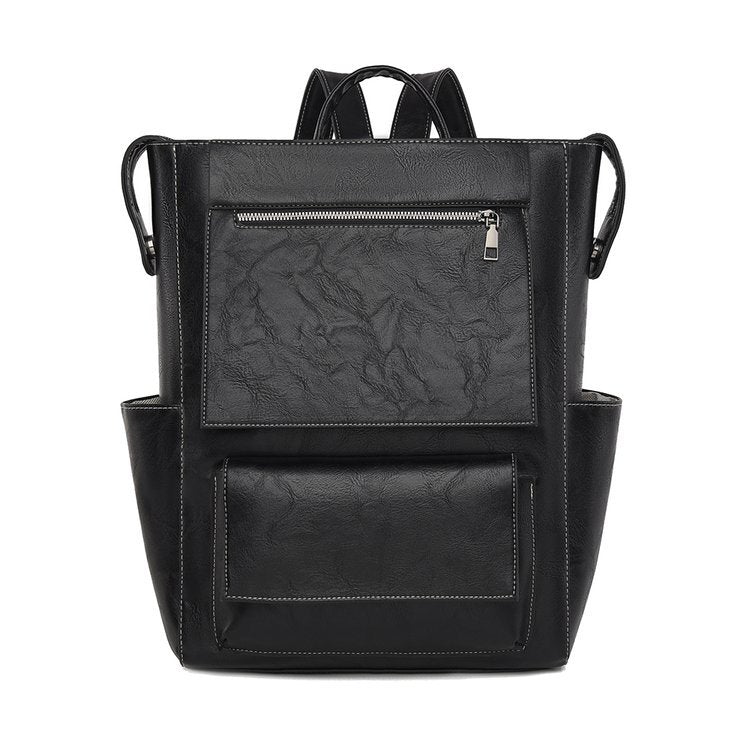 Multi-Pocket Genuine Leather Backpack Bowlift