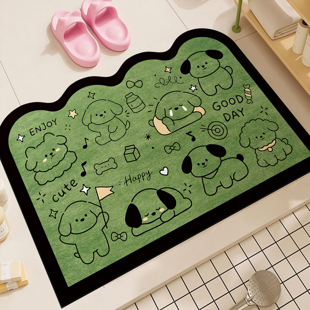 Playful Dog-Themed Decorative Bath Mat