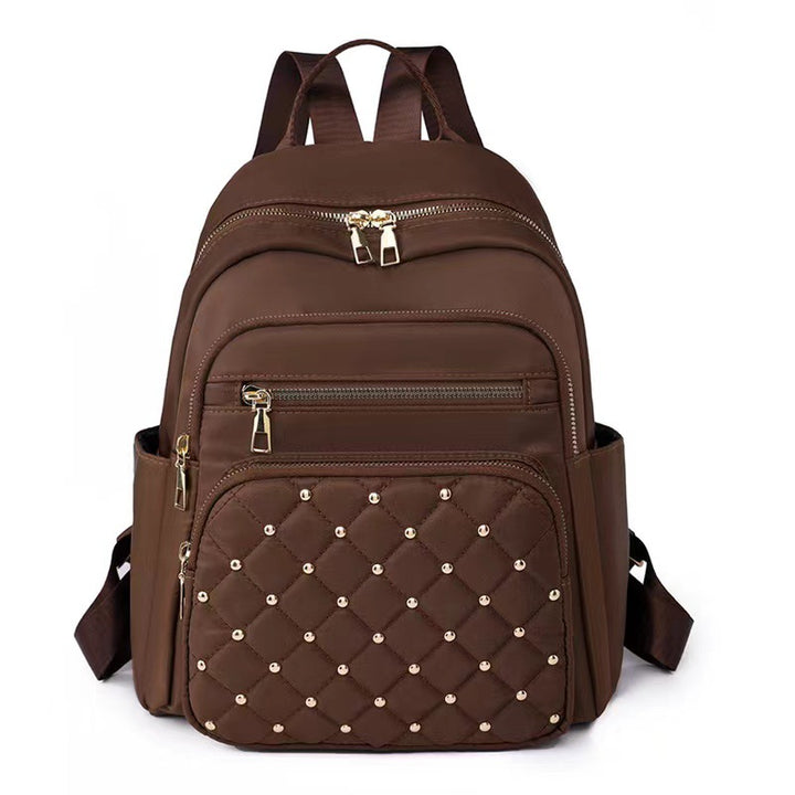 Quilted Backpack with Decorative Studs Bowlift