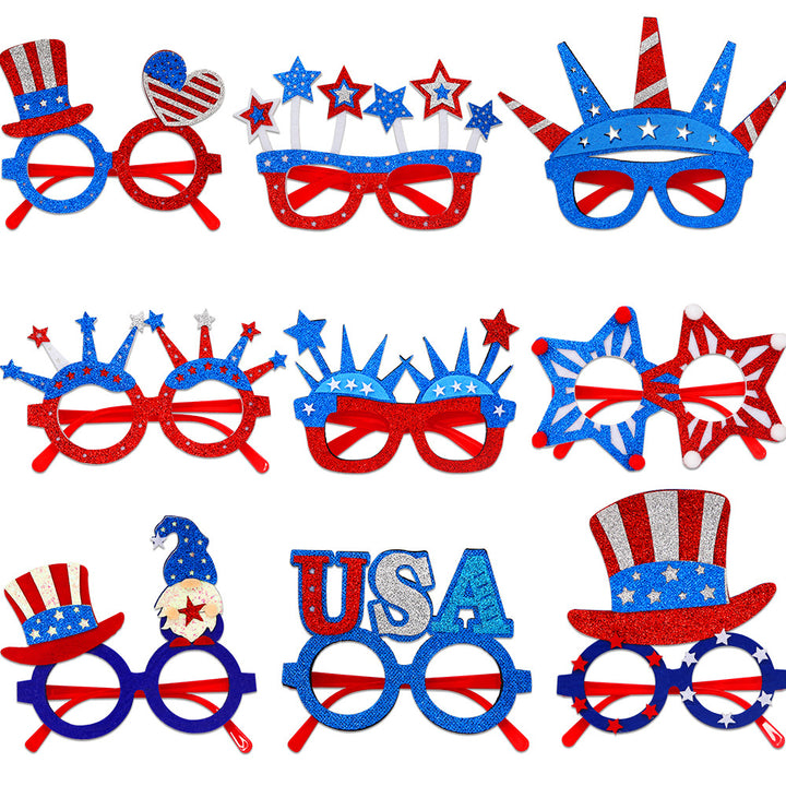 Unisex nan party glasses with USA glitter attachment and round frame Bowlift