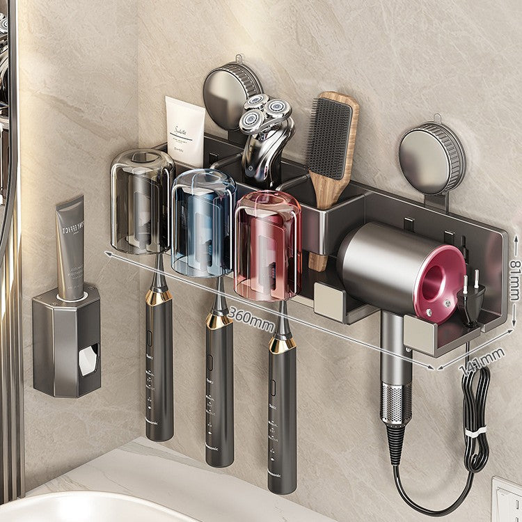 Wall-Mounted Hair Tool Organizer with Storage Compartment Bowlift