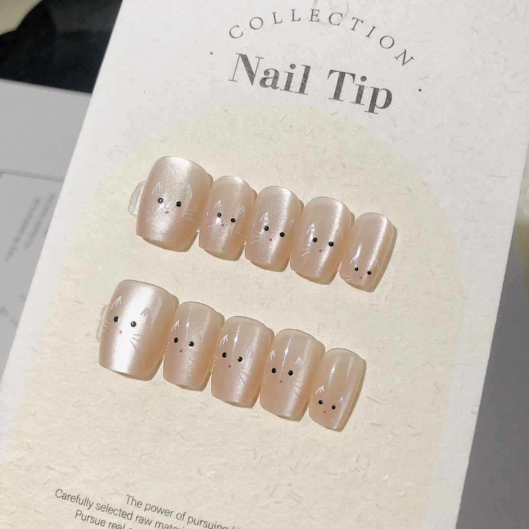 Cat-Themed Press-On Nail Tips
