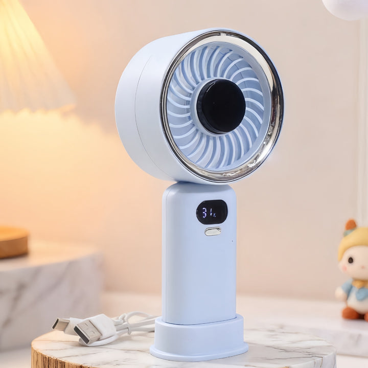 Portable Mini Handheld Fan with Digital Speed Display Bowlift
