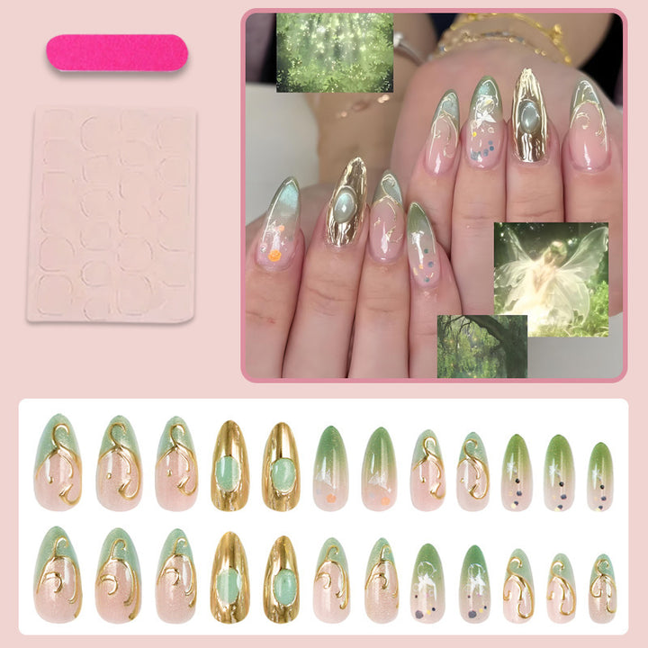 Nail art set with elegant gold accents and floral designs Bowlift