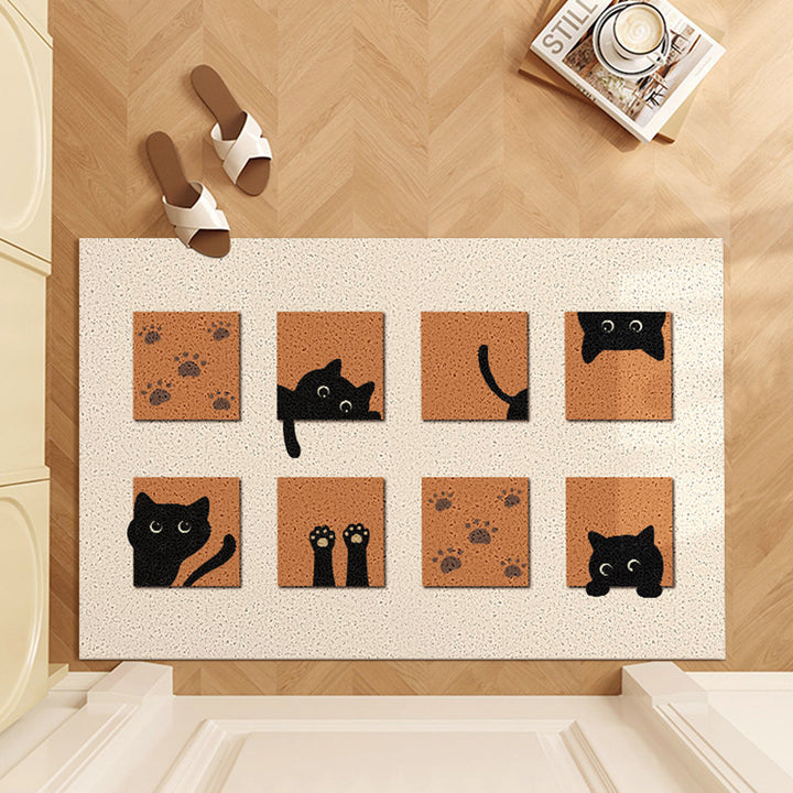 Whimsical Cat-Themed Floor Mat