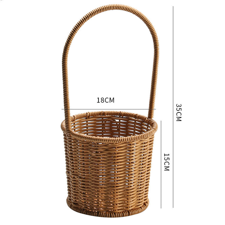 Decorative Woven Storage Basket with Mushroom Emblem Bowlift